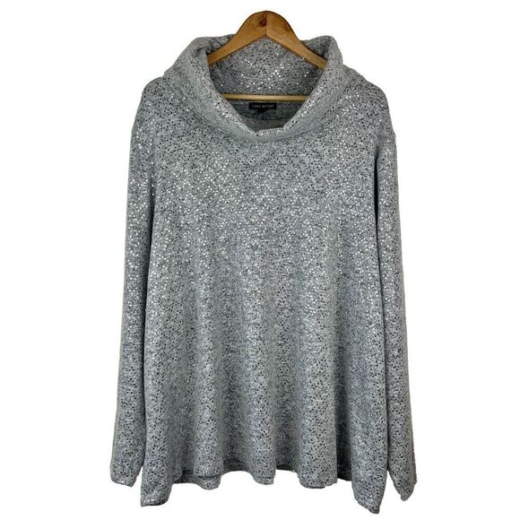 Lane Bryant Silver Sequin Embellished Cowl Neck Sweater Plus Size 26 / 28 - Picture 1 of 8